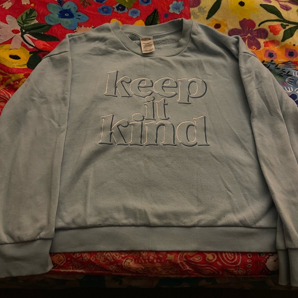 Light Blue 'Keep It Kind' women’s crewneck Sweater XL